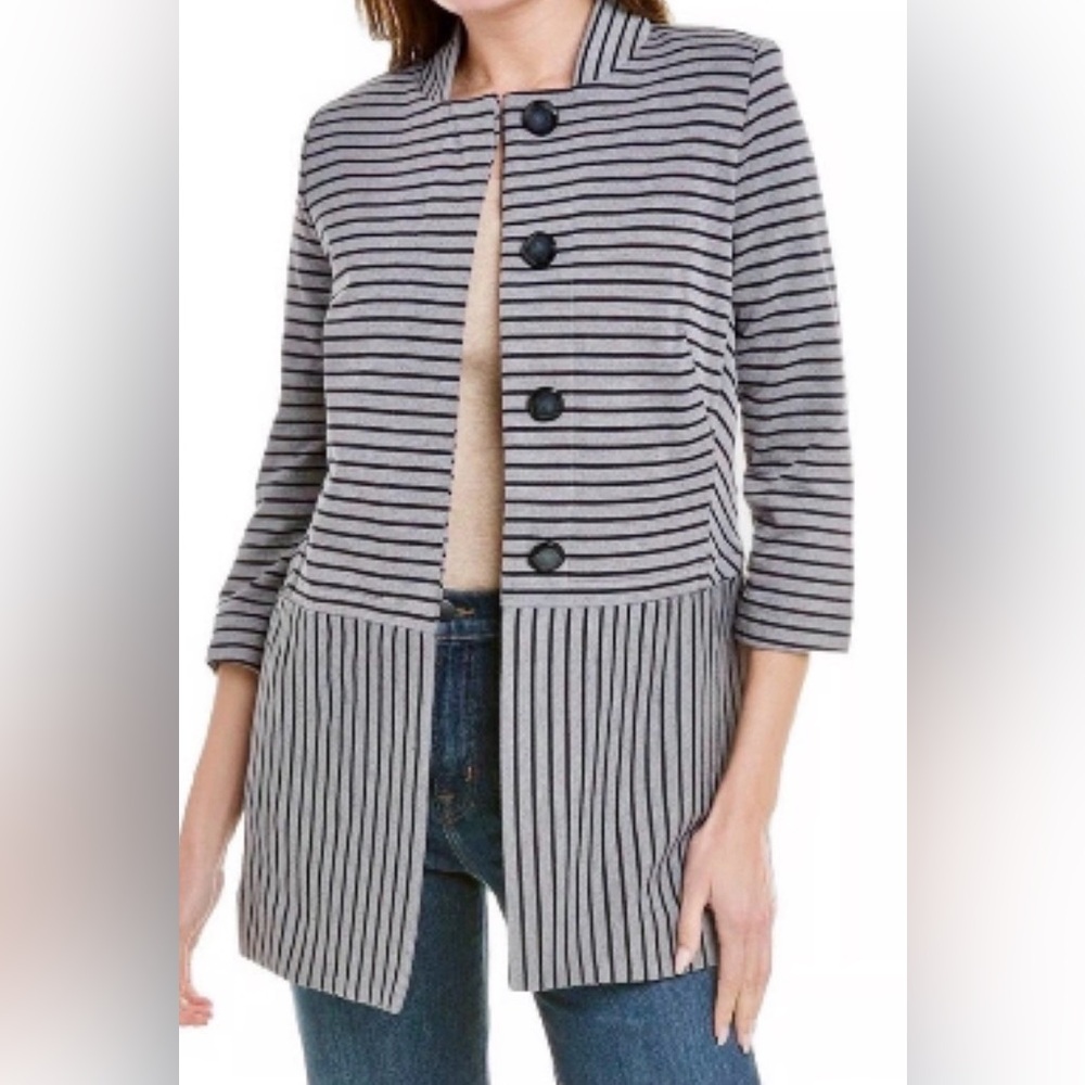CAbi Navy and Gray Striped Blazer